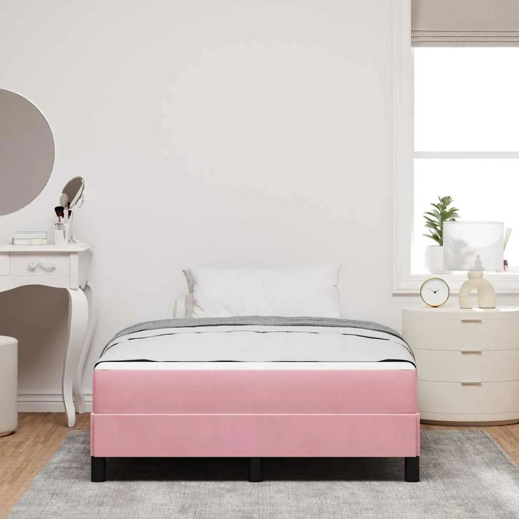 vidaXL Κρεβάτι box spring με στρώμα Ροζ 120 x 200 cm Βελούδο