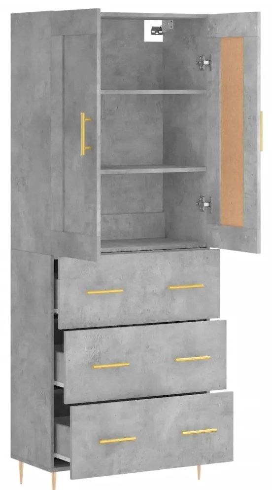vidaXL Ντουλάπι Γκρι Σκυροδέματος 69,5x34x180 εκ. Επεξεργασμένο Ξύλο