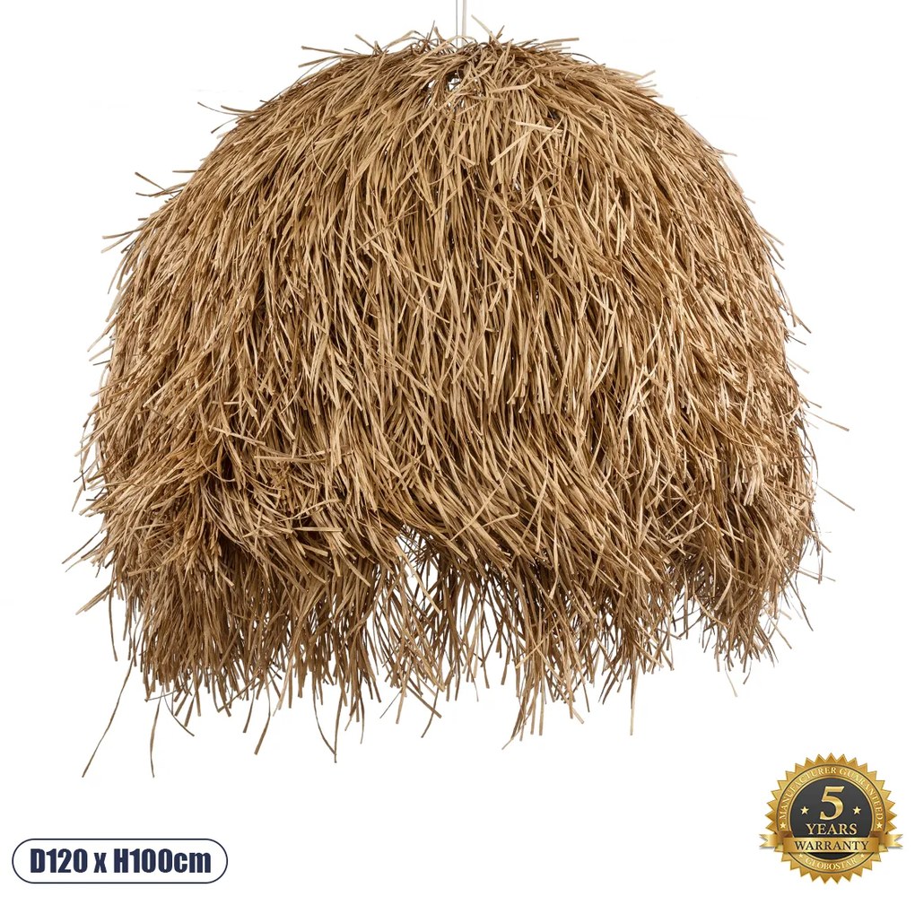 02159 GloboStar® GLOBOSTAR® GUADELOUPE 02159 Boho Κρεμαστό Φωτιστικό Οροφής με Ντουί 1 x E27 AC 220-240V IP20 - Μπεζ - Μ120 x Π120 x Υ100cm