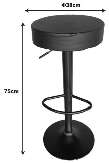 Σκαμπό μπαρ Dianors πτυσσόμενο pu μαύρο-βάση μαύρο μέταλλο 38x38x75εκ 2αδα 38x38x75 εκ.