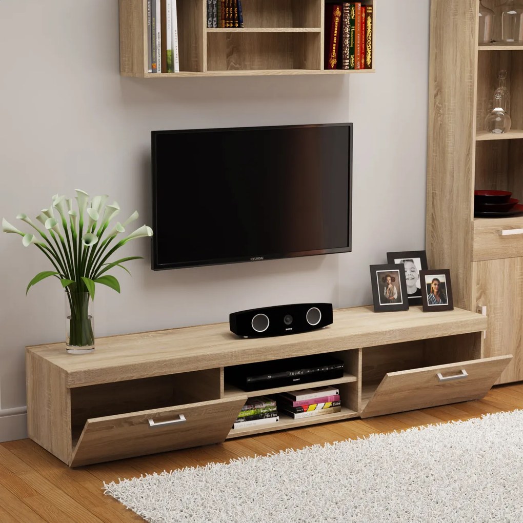 Έπιπλο TV Damis 200x45x39εκ Με MDF Διακόσμηση Sonoma - TO-DAMTV2K