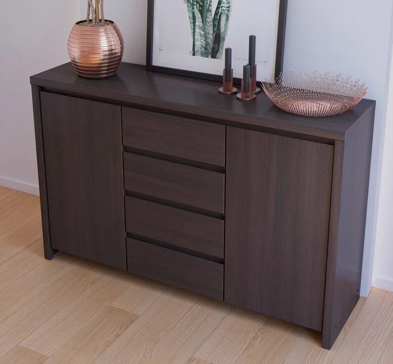 Σιφονιέρα Boston E103, Wenge, Με συρτάρια και ντουλάπια, 92x144x41cm