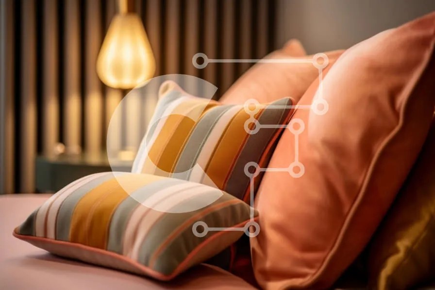 Intra Συλλεκτικό Ξύλινο Παζλ Plywood 4mm - Άνετο υπνοδωμάτιο με πολύχρωμα ριγέ μαξιλάρια Σε Ξύλινο Κουτί - Διαστάσεις Puzzle: 10x10 cm – 25 κομμάτια