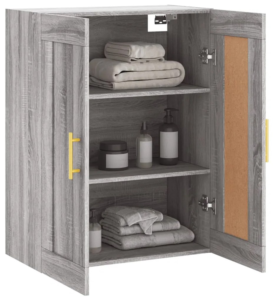 vidaXL Ντουλάπι Επιτοίχιο Γκρι Sonoma 69,5 x 34 x 90 εκ. Επεξεργ. Ξύλο