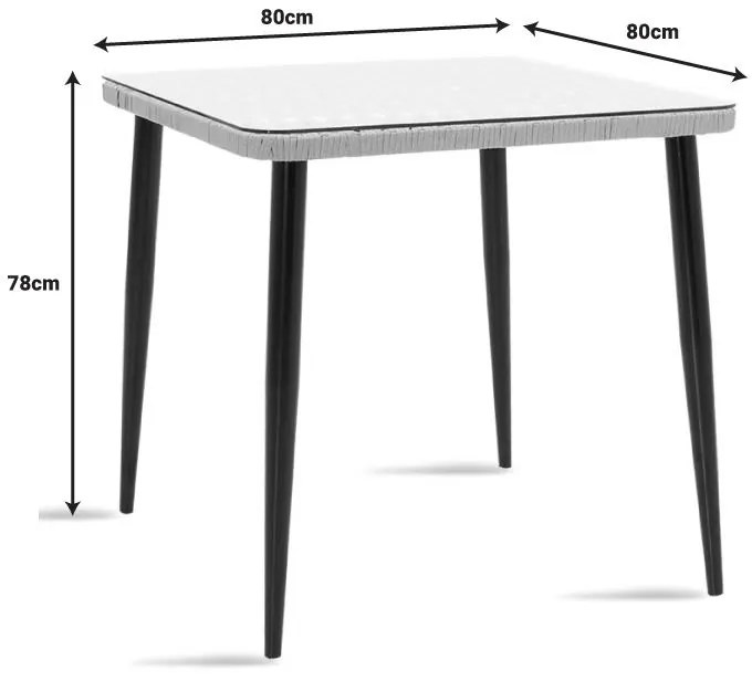 Σετ κήπου - Τραπεζαρία Naoki - Tanish 3 τεμ. μέταλλο μαύρο - pe φυσικό - γυαλί 80x80x78 εκ. 80x80x78 εκ.