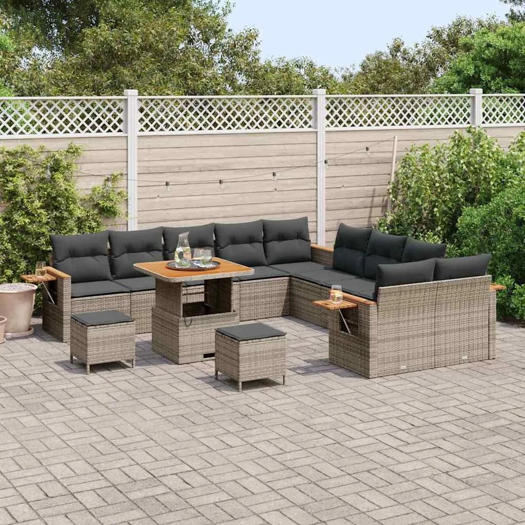 vidaXL Σετ Καναπέ Κήπου με μαξιλάρι 13 pcs Γκρι 80 x 80 x 71 cm