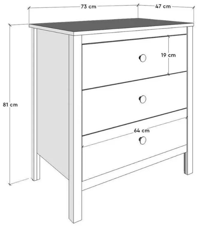 Συρταριέρα French Megapap χρώμα λευκό 73x47x81εκ. - GP009-0257,1