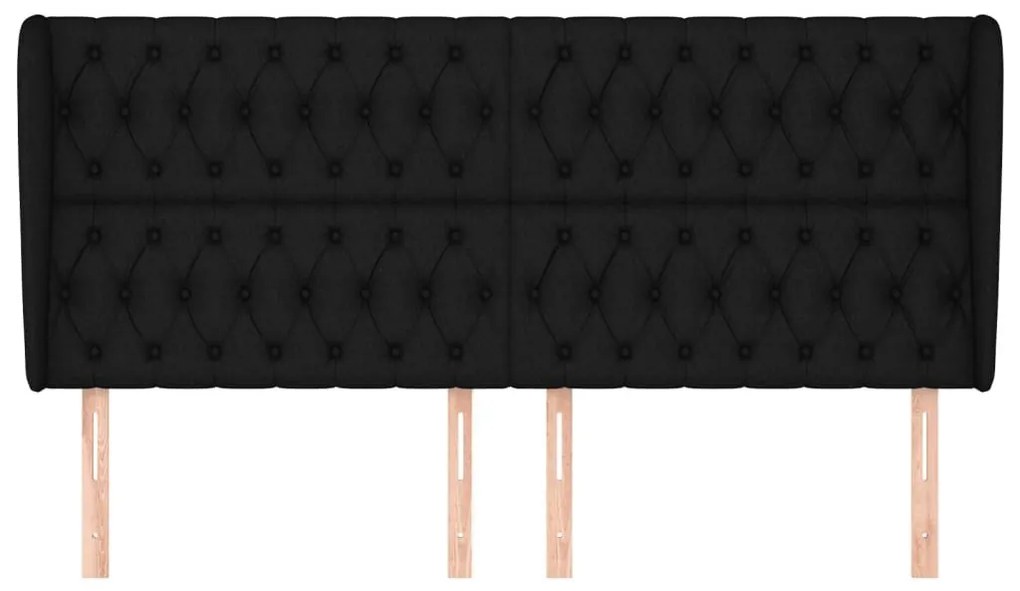 Κεφαλάρι με Πτερύγια Μαύρο 183x23x118/128 εκ. Υφασμάτινο - Μαύρο