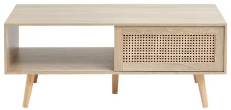 VEVOR Rattan Coffee Table Rectangle Rattan Coffee Table 2-Tier for Living Room