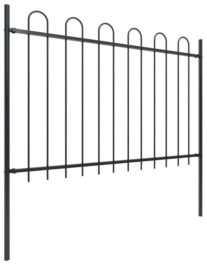 vidaXL Φράχτης Κήπου με Κορυφή από Ατσάλι 359 x 120 εκ. Μαύρος