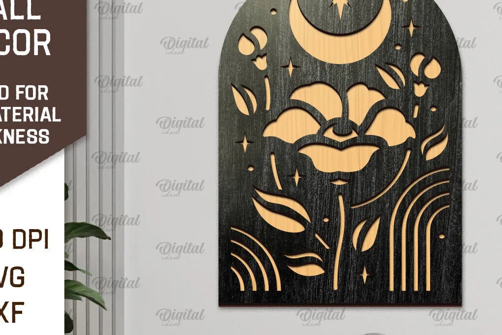 Intra απο ξύλο plywood 3mm-4mm πάχος Σχέδιο κοπής με λέιζερ διακόσμηση τοίχου Boho Δίασταση 30x20 cm INTRAFABR-103399342