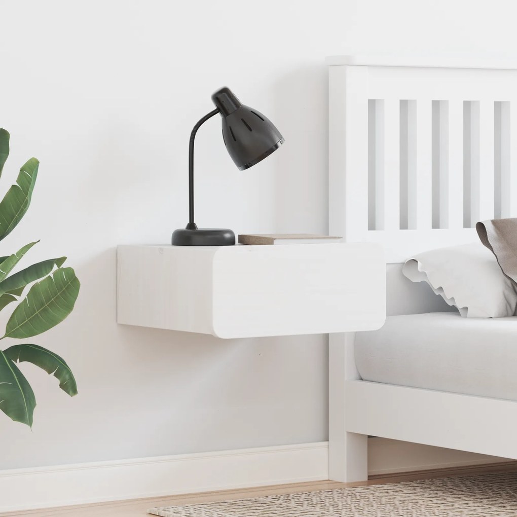 vidaXL Τοίχου Κομοδίνο Λευκό 39 x 34 x 16.5 εκ. Συμπαγές ξύλο πεύκου