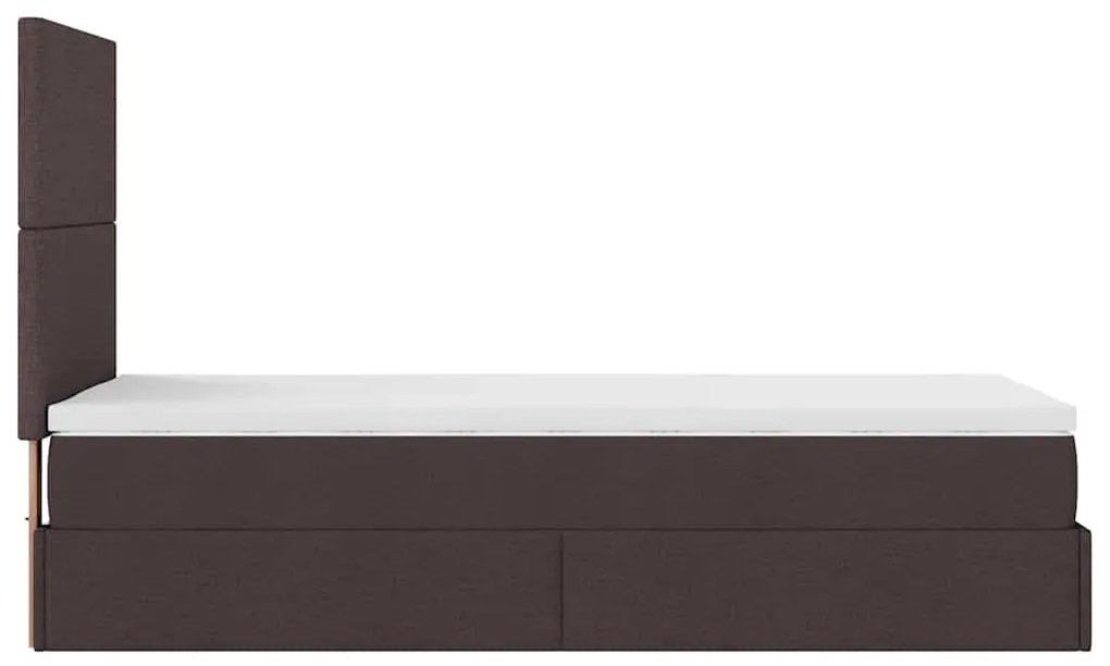 Οθωμανικό κρεβάτι με στρώμα σκούρο καφέ 90x190cm ύφασμα 3313039