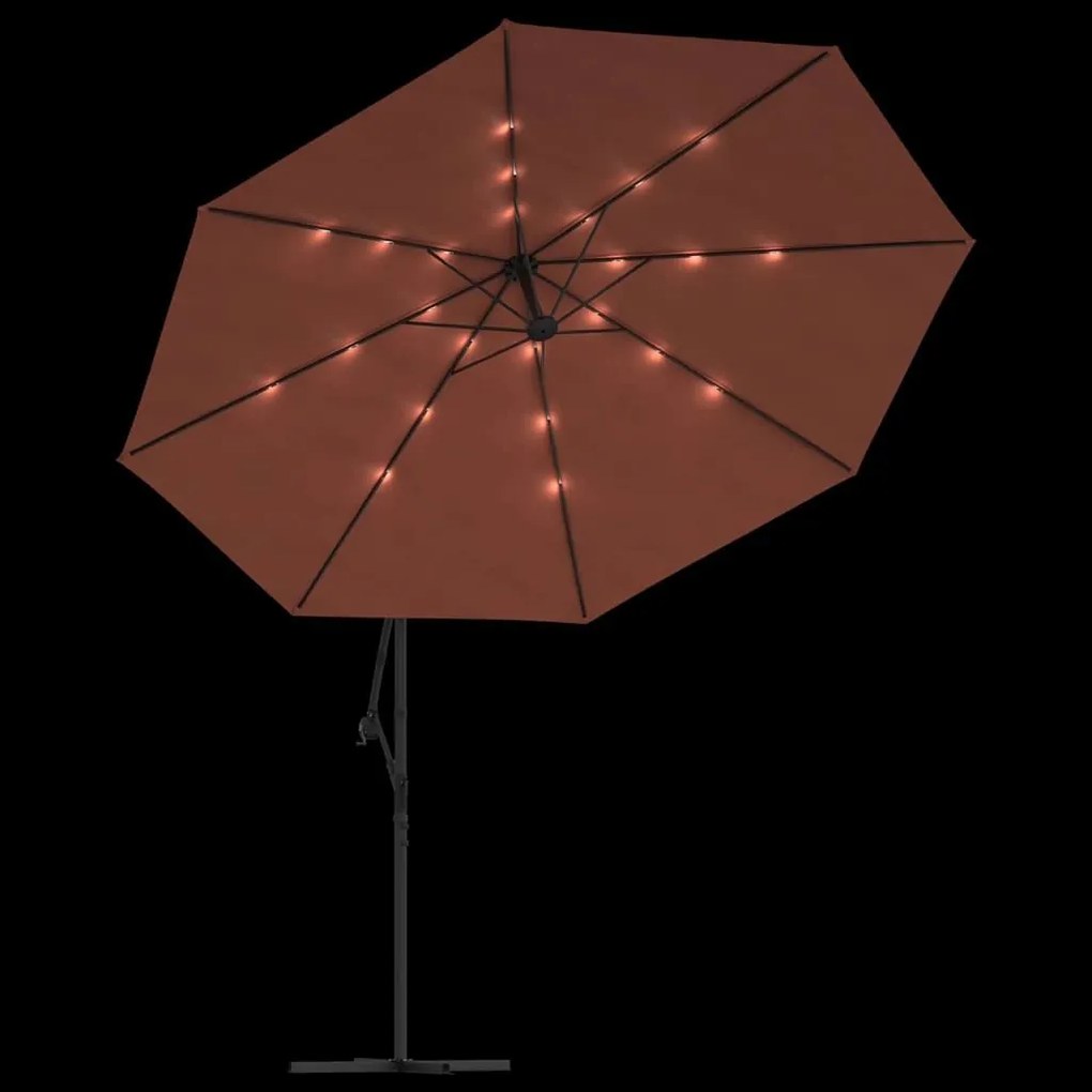Ομπρέλα Κρεμαστή με LED Τερακότα 350 εκ. - Καφέ
