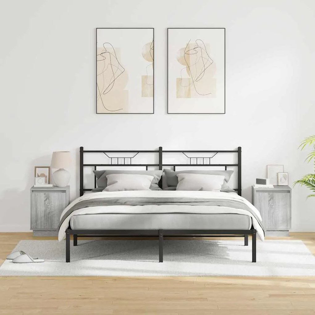vidaXL Κομοδίνο με 2 pcs Γκρι 39 x 34.5 x 50 εκ. Επεξεργασμένο ξύλο
