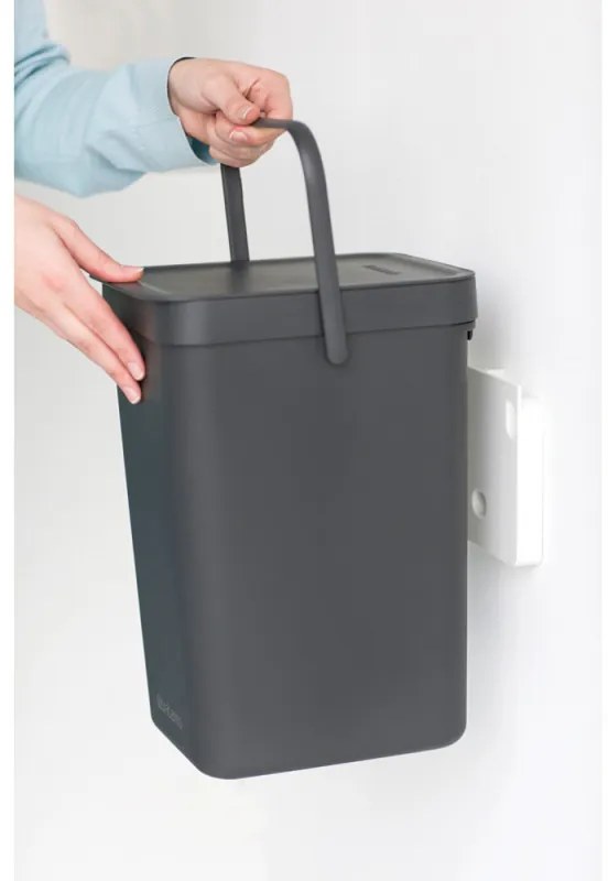 Κάδος διαχωρισμού απορριμμάτων Brabantia Sort&Go 647670, 12 l, Χειρολαβή, Επιτοίχιος, Σκούρο γκρι