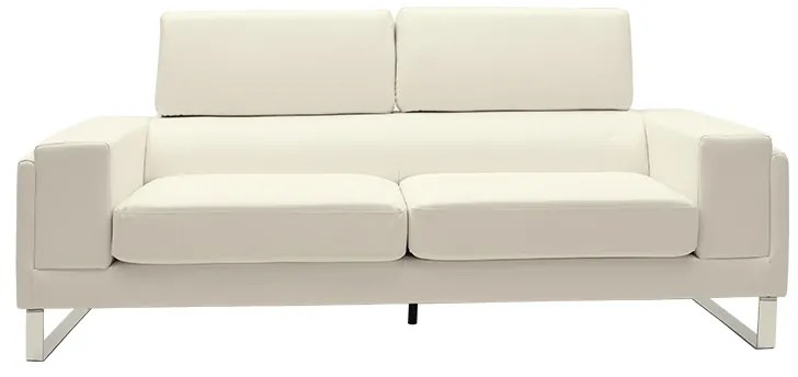 Καναπές Shea pakoworld 3θέσιος PU ivory-inox 198x80x87εκ