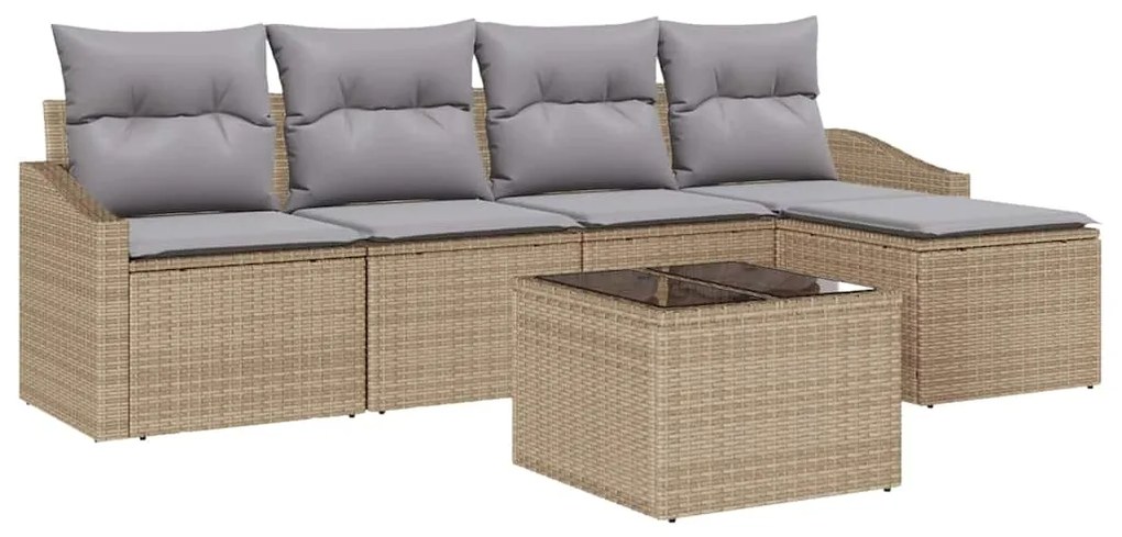 vidaXL Σετ Καναπέ Κήπου 6 pcs Μπεζ Πολυ ράταν