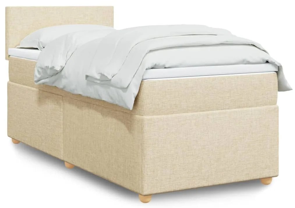 ΚΡΕΒΑΤΙ BOXSPRING ΜΕ ΣΤΡΩΜΑ ΚΡΕΜ 90X190 ΕΚ.ΥΦΑΣΜΑΤΙΝΟ 3288833