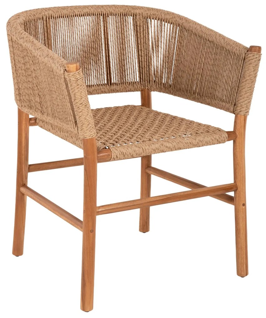 ARMCHAIR IRVINE  TEAK WOOD-SYNTHETIC ROPE IN NATURAL COLOR 64x56x76Hcm.