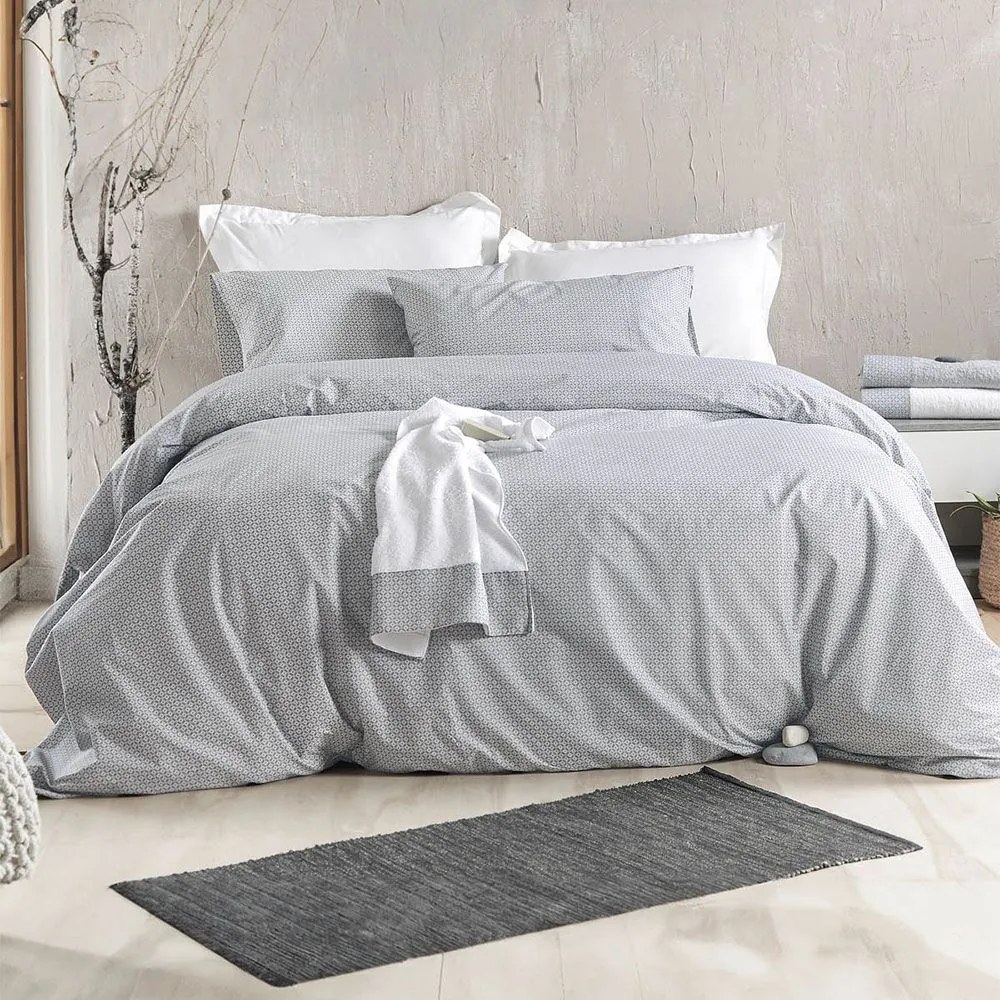 Πάπλωμα Sinclair (Σετ 4τμχ) Grey Ρυθμός Υπέρδιπλo 220x240cm Cotton-Polyester