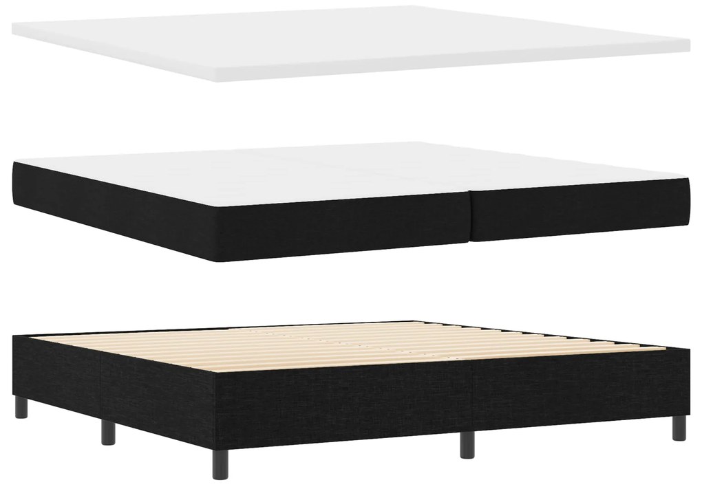 vidaXL Box Spring Bed με Στρώμα & Πάγκο Μαύρο 200x200 εκ. Ύφασμα
