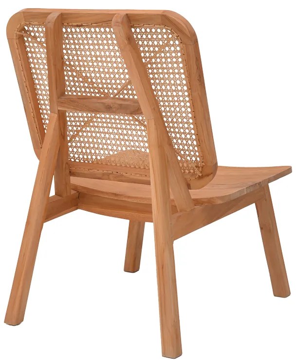 Πολυθρόνα Viborg pakoworld φυσικό teak ξύλο-φυσικό rattan 60x75x87εκ