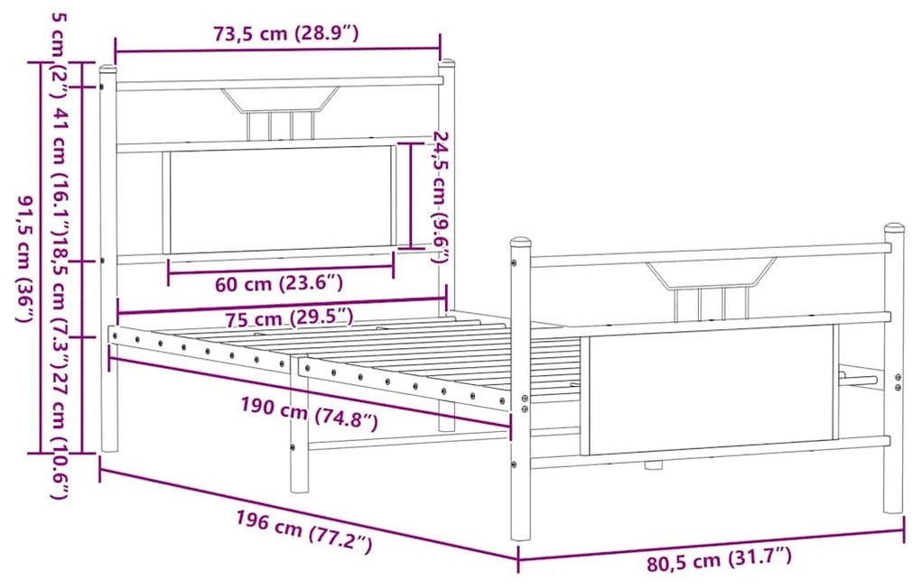 ΠΛΑΙΣΙΟ ΚΡΕΒΑΤΙΟΥ ΧΩΡ. ΣΤΡΩΜΑ SONOMA ΔΡΥΣ 75X190ΕΚ ΕΠΕΞ. ΞΥΛΟ 4106800