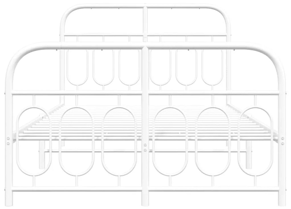 Πλαίσιο Κρεβατιού με Κεφαλάρι&amp;Ποδαρικό Λευκό 120x200εκ. Μέταλλο - Λευκό