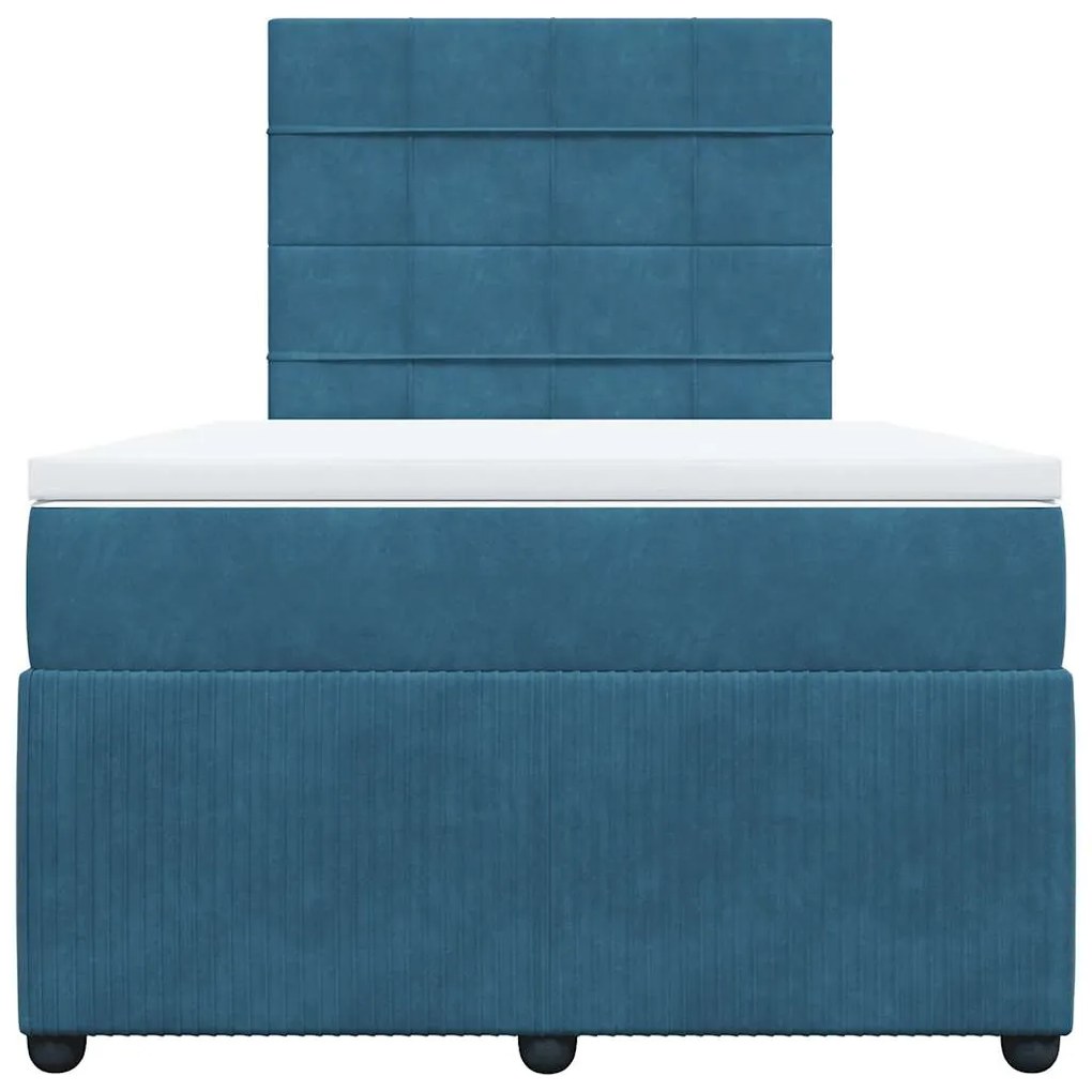 vidaXL Κρεβάτι Boxspring με Στρώμα Σκούρο Μπλε 120x190 εκ. Βελούδινο