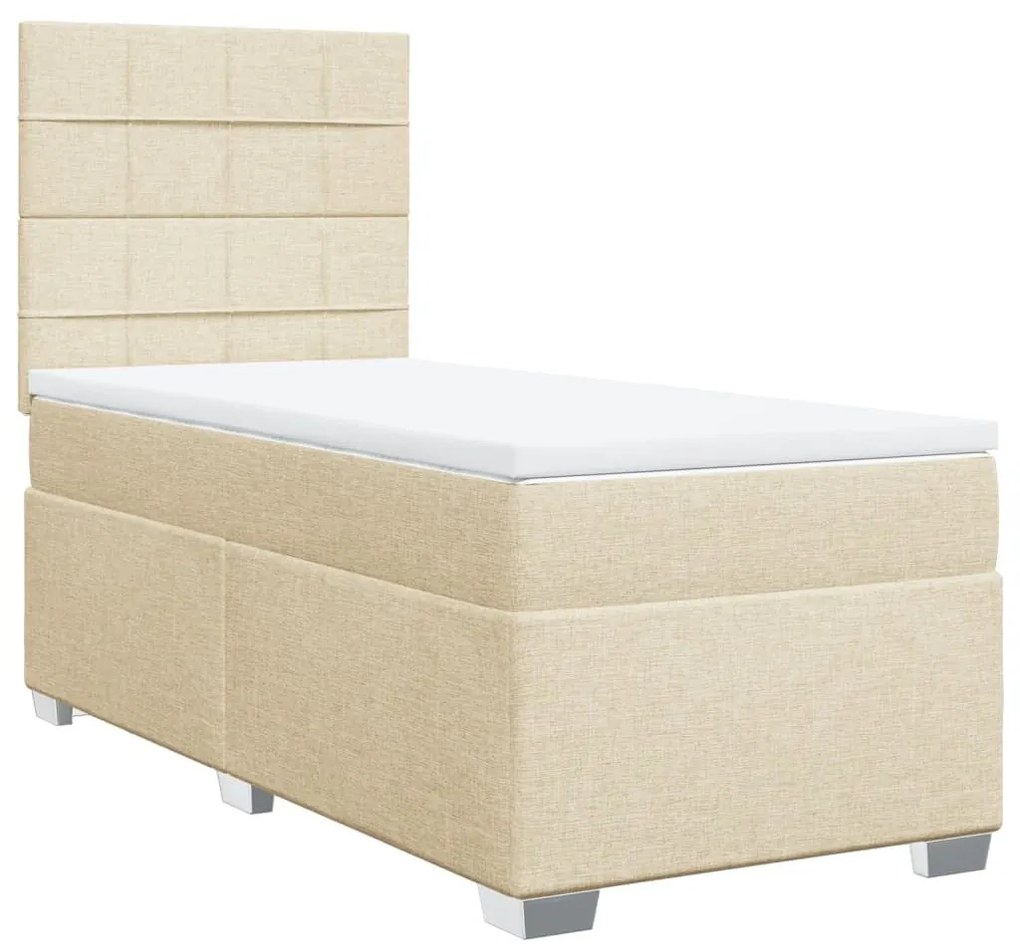 Κρεβάτι Boxspring με Στρώμα Κρεμ 80 x 200 εκ. Υφασμάτινο - Κρεμ