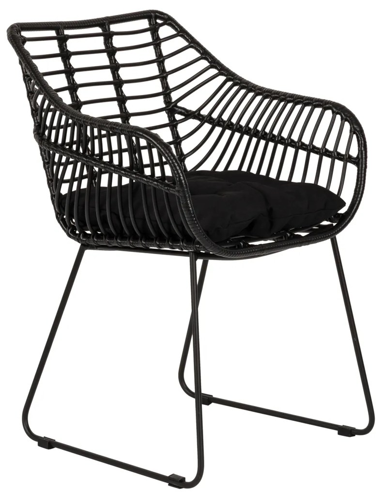Πολυθρόνα Κήπου ArteLibre KALAMBO Μαύρο Αλουμίνιο/Rattan 56x57x81cm-14840052