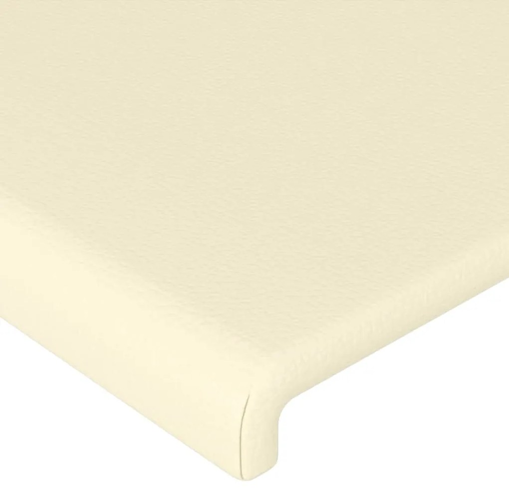 vidaXL Κεφαλάρι Κρεβατιού LED Κρεμ 183x16x118/128 εκ. Συνθετ. Δέρμα