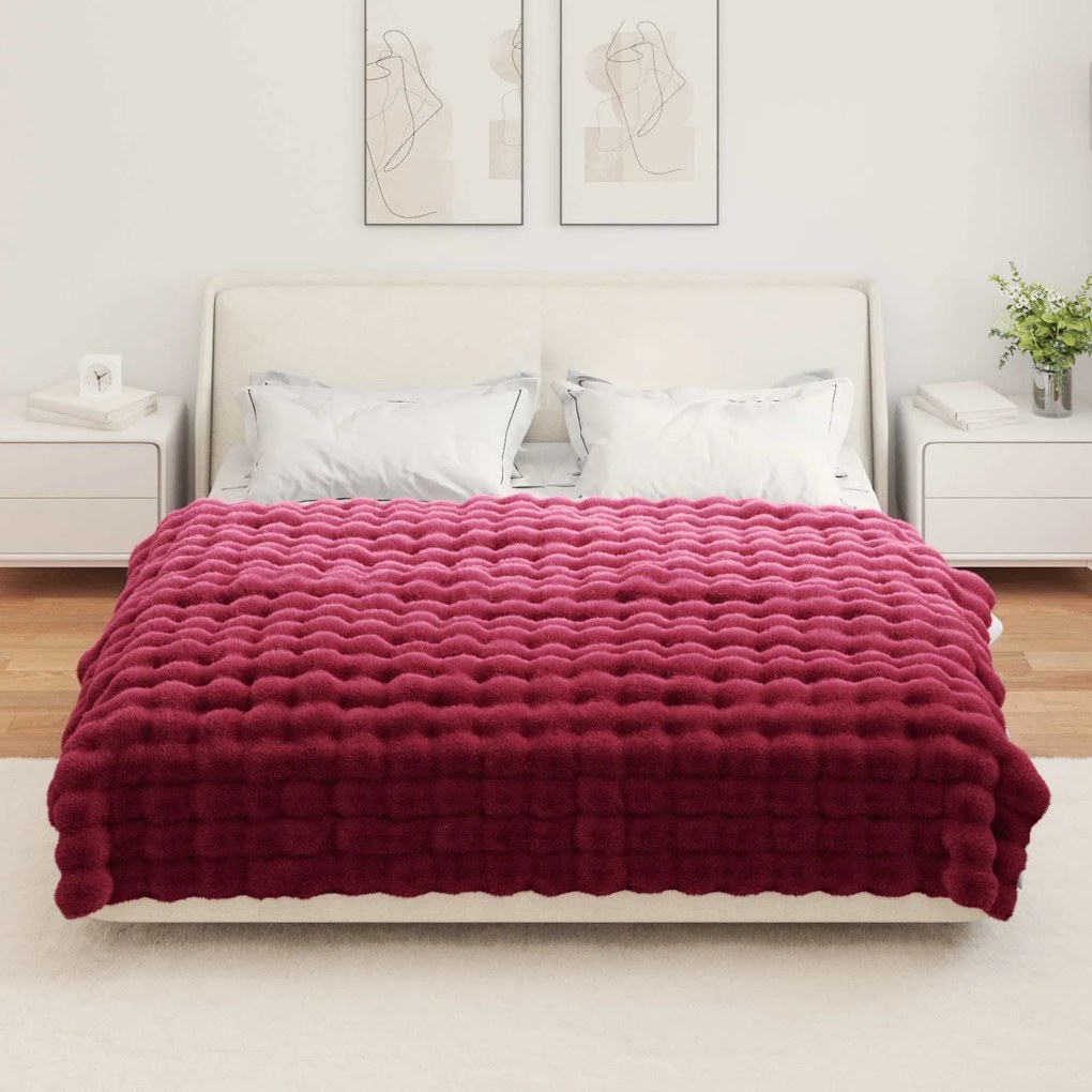 vidaXL Ψεύτικη κουβέρτα από κουνέλι Βεραμάν Κόκκινο 150 x 220 cm