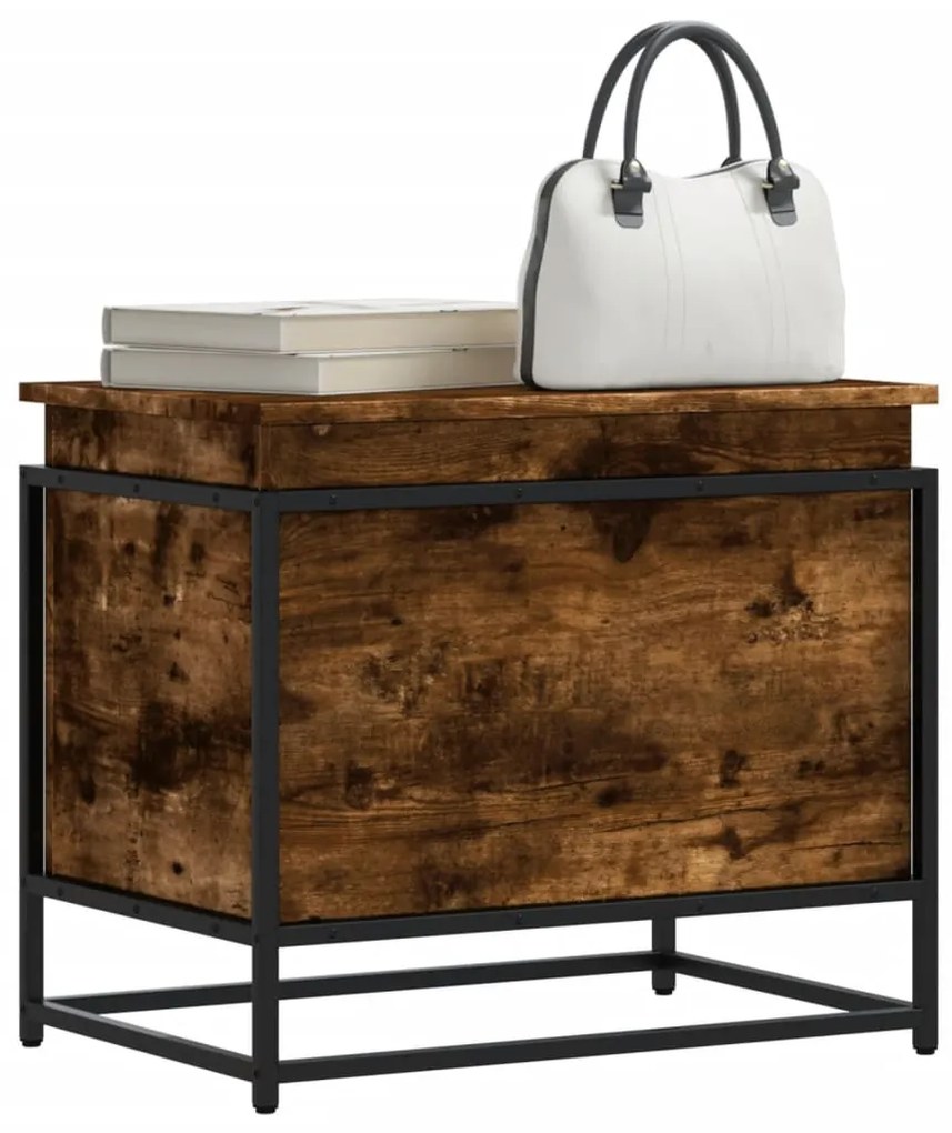 Κουτί αποθήκευσης vidaXL με καπάκι καπνιστή βελανιδιά