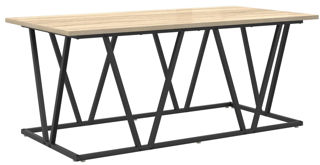 vidaXL Τραπεζάκι Καφέ Σονομά Οξιάς 100x50x40 εκ. Φτιαγμένο από Επεξεργασμένο Ξύλο και Μέταλλο