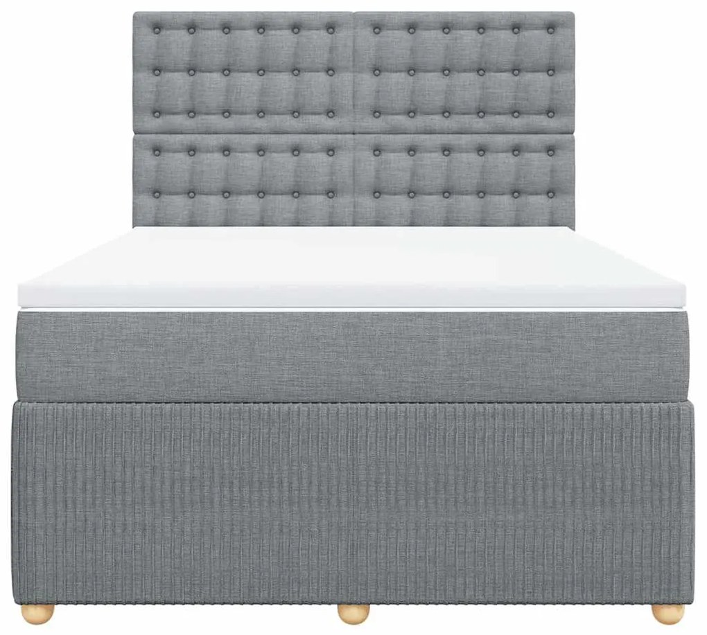 vidaXL Κρεβάτι Boxspring με Στρώμα Ανοιχτό Γκρι 140x200 εκ. Υφασμάτινο