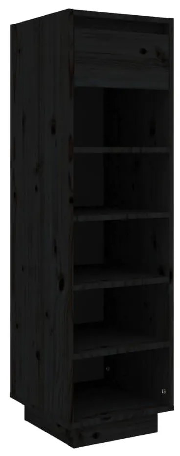 Παπουτσοθήκη Μαύρη 34 x 30 x 105 εκ. από Μασίφ Ξύλο Πεύκου - Μαύρο