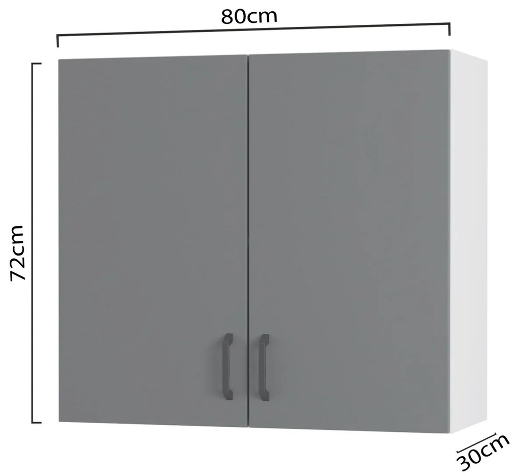 Modest Πάνω Ντουλάπι Ανθρακί 80x30x72εκ - W8072M03