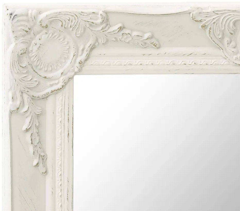 vidaXL Καθρέφτης Τοίχου με Μπαρόκ Στιλ Λευκός 50 x 40 εκ.