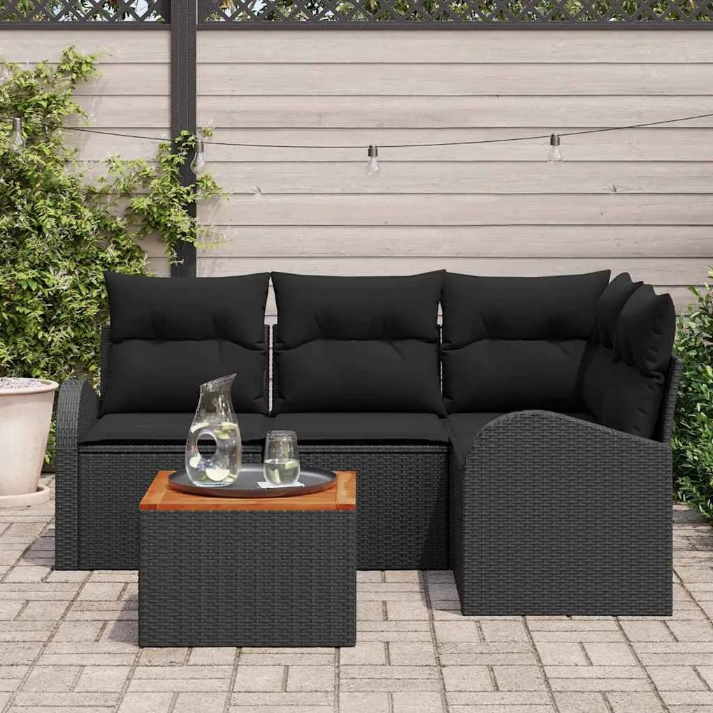 vidaXL Σετ Καναπέ Κήπου 5 pcs Μαύρο Πολυ ράταν