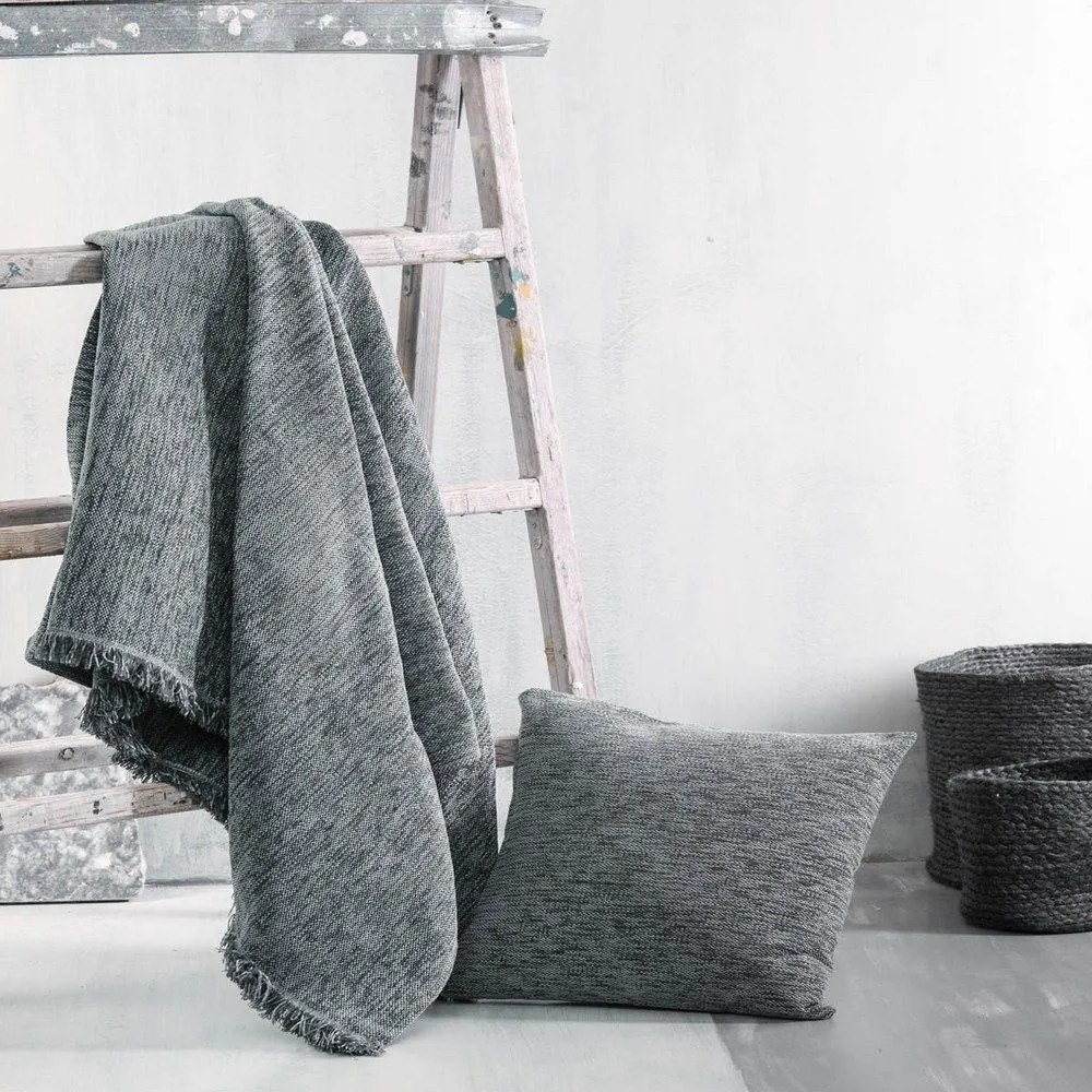 Ριχτάρι Essie Dark Grey Ρυθμός Πολυθρόνα 160x180cm Chenille,Cotton,Polyester