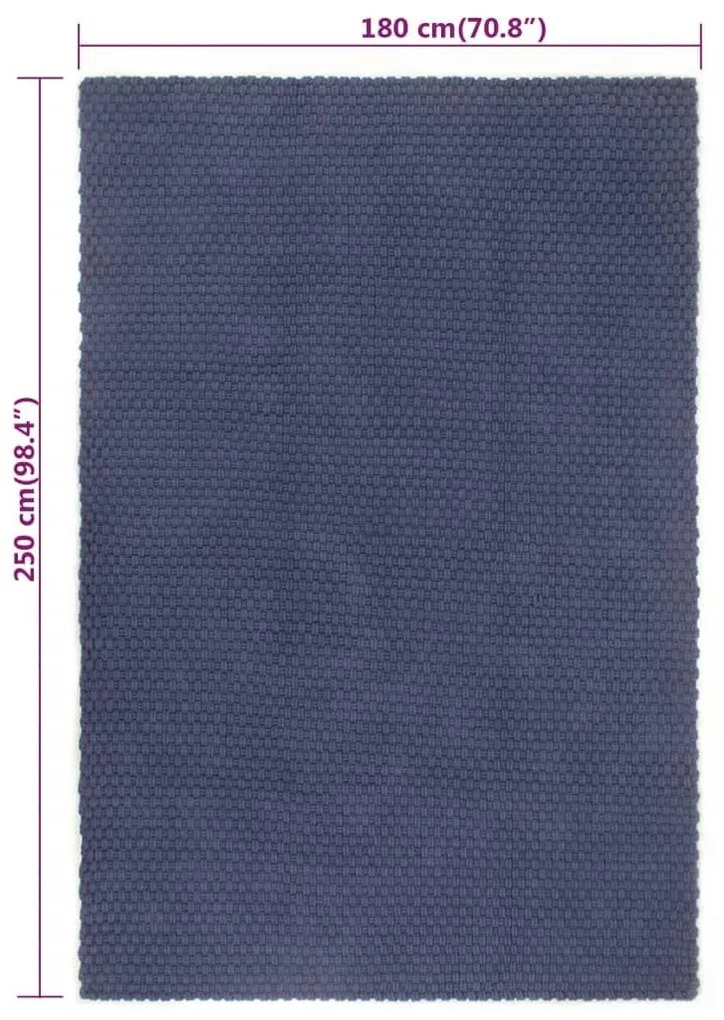 Χαλί Ορθογώνιο Ναυτικό Μπλε 180x250 εκ. Βαμβάκι - Μπλε