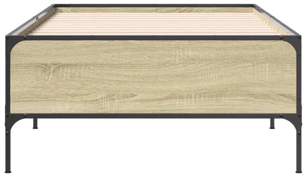vidaXL Πλαίσιο Κρεβατιού Sonoma Δρυς 90 x 190 εκ. Επεξ. Ξύλο & Μέταλλο
