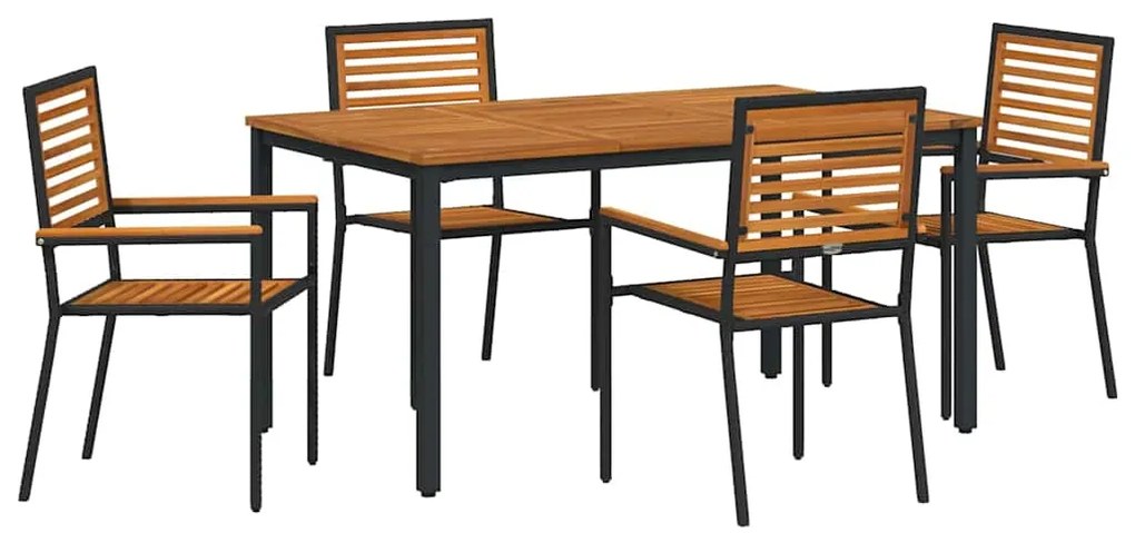 vidaXL Σέτ φαγητού για κήπο 5 pcs Μαύρο 150 x 90 x 75 cm
