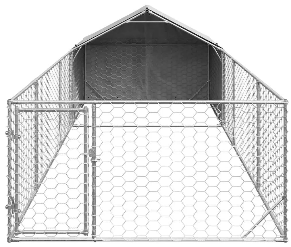 vidaXL Κλουβί Σκύλου Εξωτερ. Χώρου με τρεχάλα 6x2x1,5μ. Γαλβαν. Ατσάλι