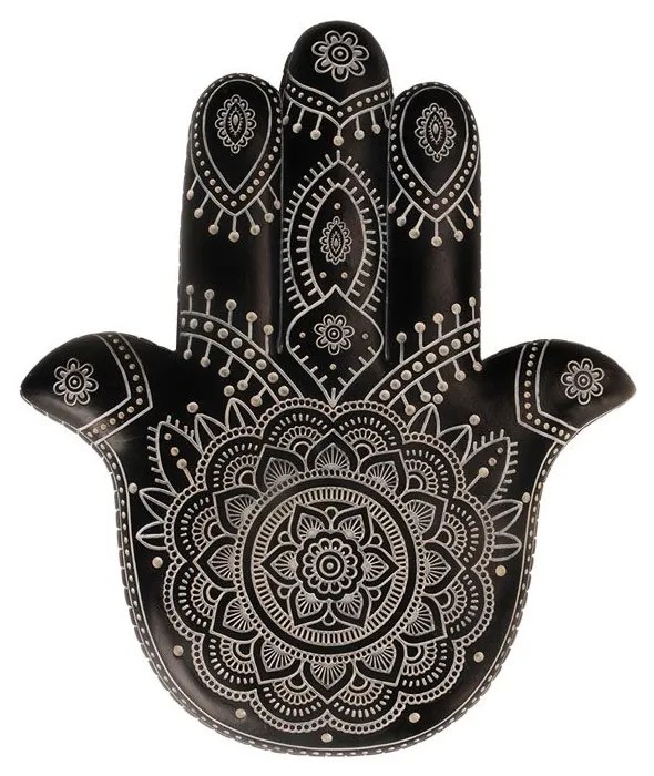 HAMSA DECO ΤΟΙΧΟΥ POLYRESIN ΜΑΥΡΟ ΛΕΥΚΟ 24,5x2,5xH29,5cm - 019682 - 019682