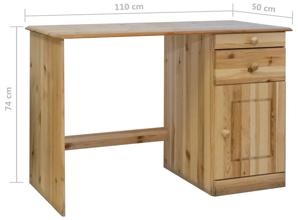 vidaXL Γραφείο με Συρτάρια 110 x 50 x 74 εκ. Μασίφ Ξύλο Πεύκου