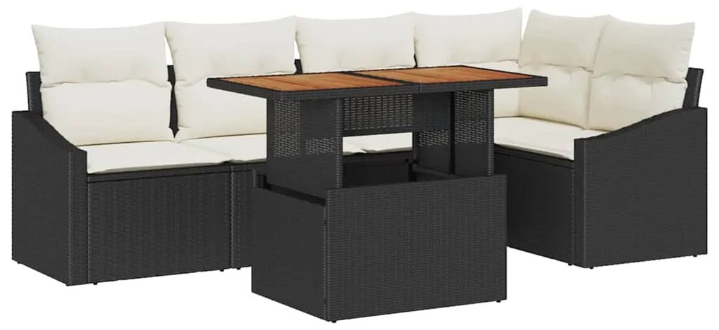 vidaXL Σετ Καναπέ Κήπου με αποθήκευση 6 pcs Μαύρο Πολυ ράταν