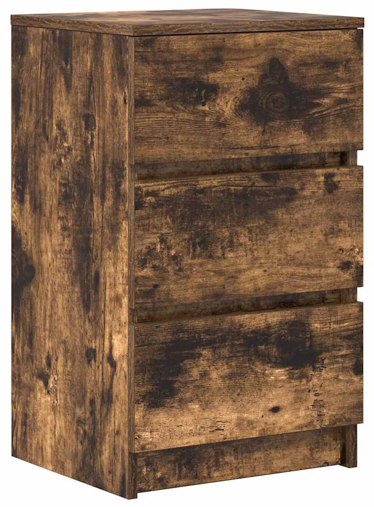 Κομοδίνο με 3 συρτάρια Καπνιστή δρυς 39x35x65 εκ. 861345